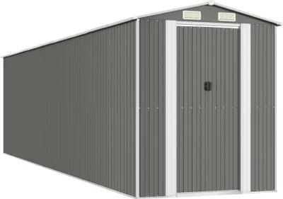Image de Abri de jardin gris clair 192x772x223 cm Acier galvanisé