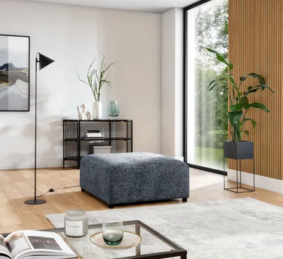 Productafbeelding van Design fauteuil ROMY, bekleed met stof "Enjoy Me" in de kleur blauw