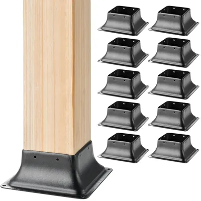Image de VEVOR Lot de 10 douilles à visser 153x153x62mm Support de poteau Acier au carbone Sabot de poteau Support de poteau Douille de sol Pied de poteau Idéal pour les balustrades de véranda, pergolas et colonnes