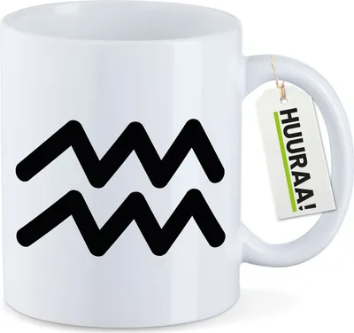 Produktbild von Huuraa Kaffeetasse Wassermann Sternzeichen Zeichen 330ml Weiß Keramik Kaffeebecher Geschenkidee
