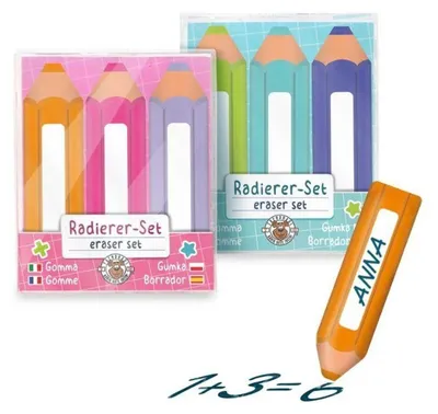 Immagine prodotto di Set di 3 gomme da cancellare ABC-5, assortite in 2 colori