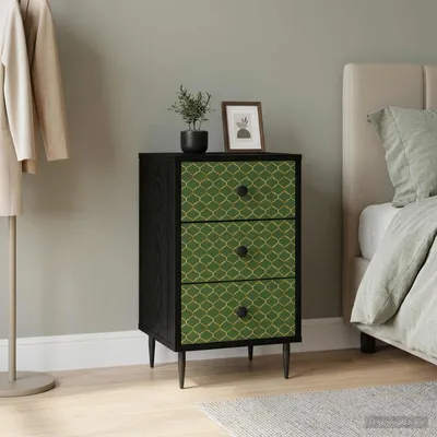 Image de vidaXL Table de chevet GELEEN, noire, imitation chêne, 36 x 33 x 61 cm