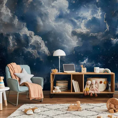 Produktbild von Vlies Fototapete - Astronomical Wonders: Clouds and Stars in Harmonious Combination 450x315 cm Muster b-H-10057-a-a