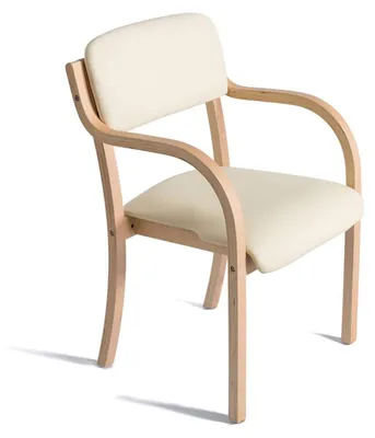 Immagine prodotto di Sedie da pranzo in legno massello con braccioli, color beige