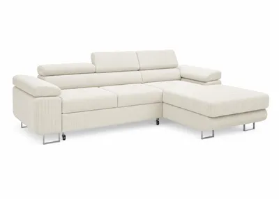 Produktbild von Ecksofa PASSANO in Creme 275 x 90 x 202 cm, rechte Ausführung mit Schlaffunktion und Bettkasten, KI-generiertes Bild