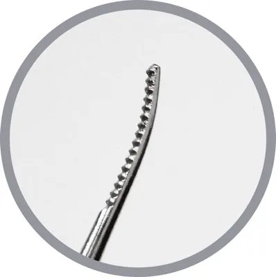 Produktbild von Winkelfeile 10 cm Edelstahl mit gerader und abgerundeter Spitze autoklavierbar für selbstklebende Zahnspangen