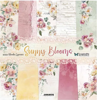 Image de Lot de 6 feuilles de papier scrapbooking 30x30 recto-verso - ScrapAndMe - Sunny Blooms