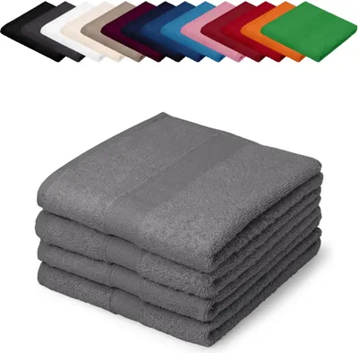 Produktbild von 4er PACK Saunatücher XXL 100x200 cm Saunalaken Strandtücher Saunahandtücher 100% Baumwolle Badelaken, Farbe: Hellgrau