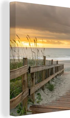 Produktbild von OneMillionCanvasses® - Leinwandbilder - 90x140 cm, Strand - Meer - Düne - Weg, Wandbilder Kunstdruck Wanddekoration - Foto auf Leinwand - Gemälde auf Holzrahmen  - Wandschmucke - Schlafzimmer