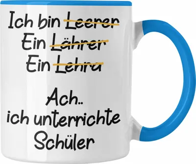 Produktbild von Trendation - Lehrer Tasse Geschenk Kaffeetasse mit Spruch Lehrer Geschenkidee Lustig Sprüche (Blau)