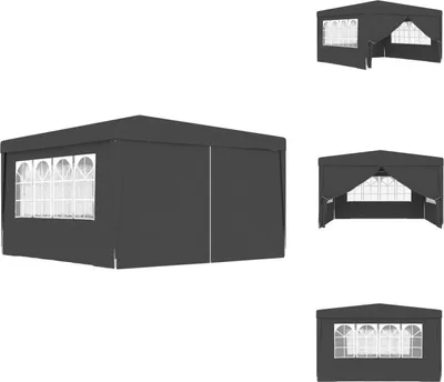 Image de vidaXL Tente de réception professionnelle avec parois latérales 4×4 m Anthracite 90 g/m² - Pavillons & Tentes de réception