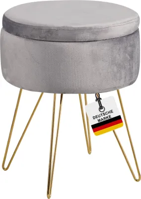 Produktbild von Albatros Hocker mit Stauraum Cannes Sitzhocker mit Stauraum, Modernes Design, Edler Samt-Bezug Sitztruhe Sitzbank mit Stauraum  optimal als Fußhocker Hocker Schminktisch, Grau