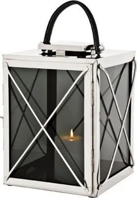 Produktbild von Casa Padrino Designer Deco Laterne Nickel Finish 30 x 30 x H. 45 cm - Luxus Hotel Restaurant Laterne