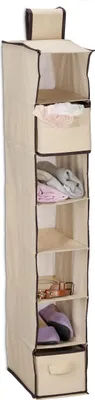 Hängender Schrank-Organizer, 7 Fächer, 2 Schubladen, beige