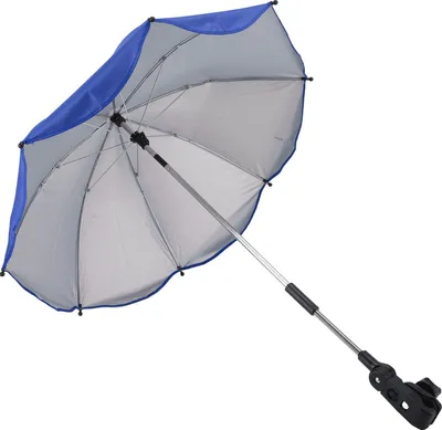 Produktbild von 14-Zoll-Universal-Kinderwagen-Sonnenschirm mit UV-Schutz, verstellbarer Babyschirm, Saphirblau (Silberkleber)