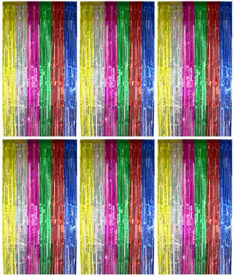 Produktbild von 6x Lametta Vorhang - bunt - 91x244 cm