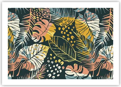 Produktbild von Poster - Poster ohne Rahmen - Blätter modern bunt - 70x50 cm - Wand Bild - Wanddeko - Wandbilder - Kunstposter - Wandposter - Bilder - Kunstdruck - Wanddekoration - Wandbild - P2XAA70x50-4630