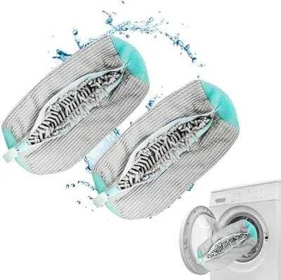 Image de Sac de lavage pour chaussures, nettoyage à 360°, absorbant les chocs, gris, lot de 2