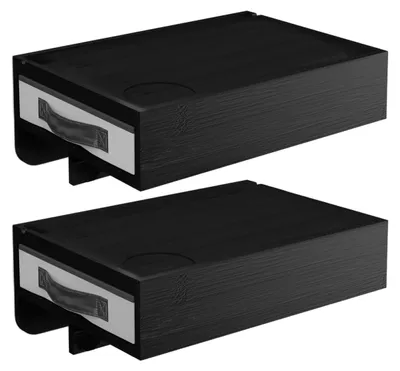 Produktbild von Relaxdays Nachttisch klemmbar, 2er Set, Bambus, HxBxT: 14 x 37 x 26,5 cm, Schublade, Bettablage zum Einhängen, schwarz