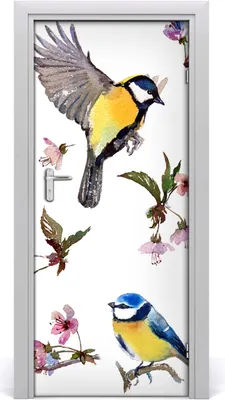 Produktbild von Tulup Türaufkleber 85x205 cm Dekorative Aufkleber Selbstklebend Wasserdichte Tapete Abnehmbar Schlafzimmer Wohnzimmer Wohnkultur - Vögel und Blumen