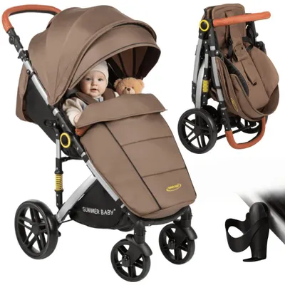 Zdjęcie produktu dla Wózek dziecięcy Summer Baby SEMPRE brązowy z kołami EVA i akcesoriami