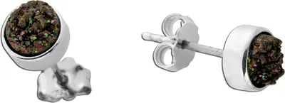 Produktbild von Edelstein Ohrstecker Silber 925 schwarze Natur Drusen
