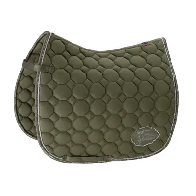 Produktbild von Eskadron Platinum Schabracke " Baumwolle EMBLEM " Form - Dressur Farbe - martini-olive