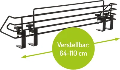 Image de BOMI® Barrière de sécurité pour cuisinière Mowi 64–110 cm – À pression – Sans perçage – Compatible lave-vaisselle – Protection enfant cuisine – Noir