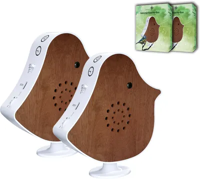 Produktbild von Northpoint Naturgeräusche Box Vogel Sound Box Echtholz Bewegungsmelder USB-C Kirschholz 2er-Set