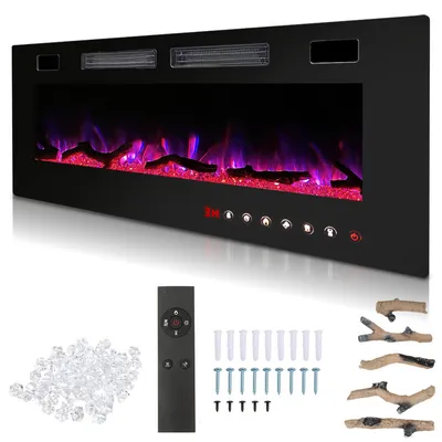 Immagine prodotto di TolleTour camino elettrico da parete camino elettrico 750/1500W riscaldatore elettrico effetto fiamma 3D nero