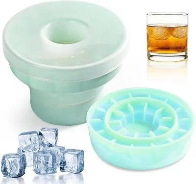 Produktbild von Silikonische Eisformen - Mit Deckel - 2-in-1 Eisform und Eisschaber Blau