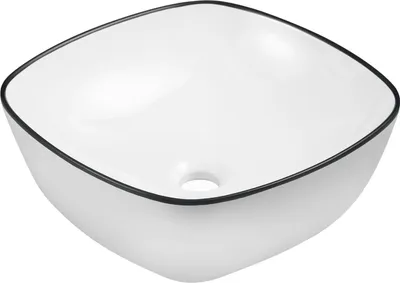 Produktbild von Kerra Keramik Waschbecken KR-650 WH/BL weiß glänzend mit schwarzem Rand