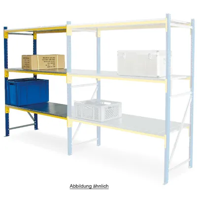 Produktbild von Anbauregal zu Weitspannregal mit 3 Stahlblechebenen BxTxH 1580 x 605 x 2000 mm, mit Stahlpaneelen