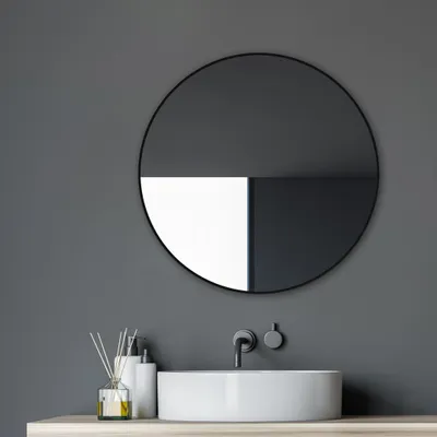 Produktbild von Wandspiegel 60 cm, rund, matt schwarz, Aluminiumrahmen
