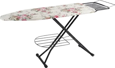 Obrázok produktu pre Žehliaca doska Relaxdays pre parné žehličky, 110 x 33 cm, s nastaviteľnou výškou, skladateľná, s odkladacou plochou, vzor ruží, viacfarebná