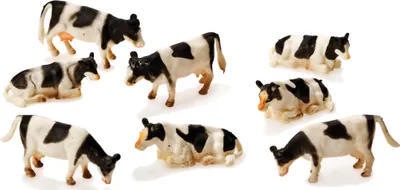 Produktbild von Van Manen Kühe schwarz/weiß liegend/stehend 8 Stk im Maßstab 1:87