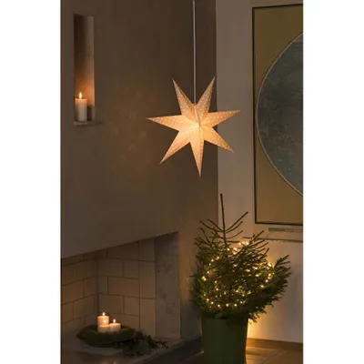 Produktbild von Konstsmide Weihnachtsbeleuchtung  Papierstern weiß perforiert bestickt Innen