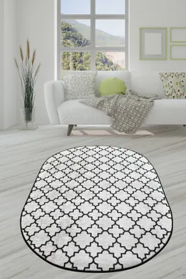 Produktbild von Conceptum Hypnose, Kupa- Kupa Oval CHL, Schwarz,Weiß, Teppichläufer, 100 x 200 cm, 50% Samtgewebe / 50% Polyester