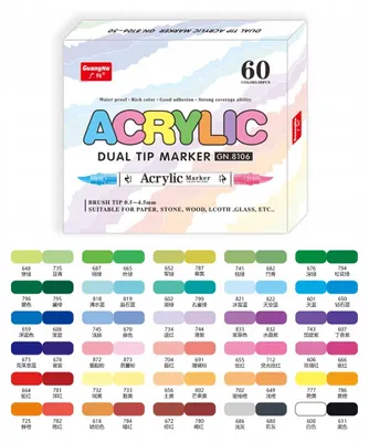 Produktbild von GUANGNA Acrylmarker Set 60 Farben – Dual-Tip Fein & Pinsel, DIY & Geschenk