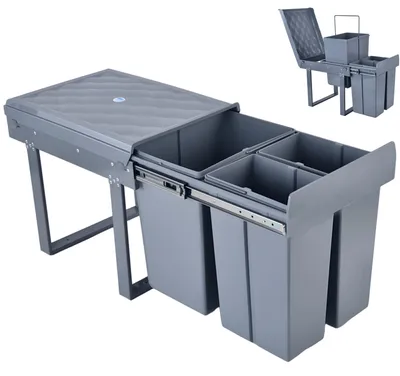 Produktbild von MinteLiv Einbaumülleimer 20L+2x10L Mülltrennsystem Ausziehbar, Stahlrahmen, 48x33,5x42cm