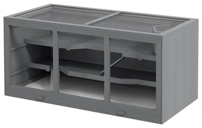 Immagine prodotto di Gabbia per criceti - Gabbia per roditori in legno | Colore: Grigio | Dimensioni: 57x115x55 cm