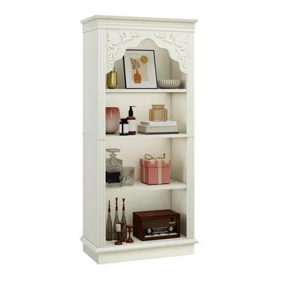 Produktbild von BALCONERA Bücherregal Schnitzdesign, 60x30x140cm, 4 Ebenen Standregal Aufbewahrungsregal, Weiß