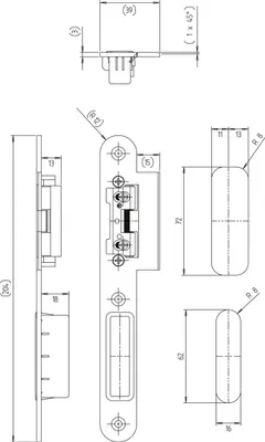 Produktbild von KFV Lappenschließblech 8050 mit AT-Stück 115, 204 x 24 x 3mm, links, Edelstahl