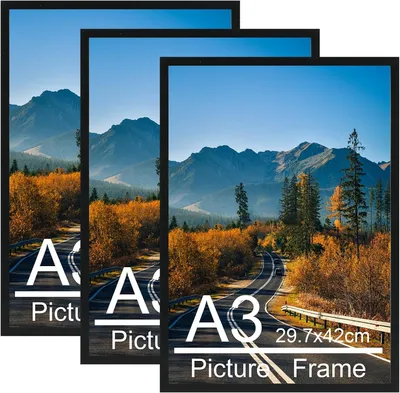 Immagine prodotto di 3 cornici per foto formato A3, adatte per foto, diplomi, immagini, cornice in formato A3, colore nero