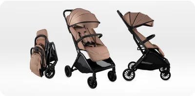 Produktbild von MoMi ANDREA Kinderwagen in Beige mit automatischem Klappmechanismus