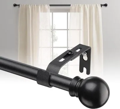 Obrázok produktu pre Záclonové tyče 70-210 cm - Výsuvné - Matná čierna - Nerezová oceľ