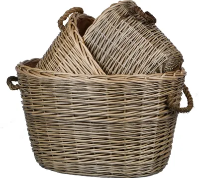 Produktbild von UNUS® Körbe geflochten Weide mit Griffen Aufbewahrungskorb Holzkorb Wäschekorb