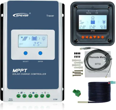 Obrázok produktu pre Regulátor nabíjania MPPT Tracer3210AN, 30 A, s diaľkovým ovládaním, teplotný senzor MT50 hRTS, 12 V/24 V, určený pre solárne panely, systém monitorovania batérie (30A + MT50)