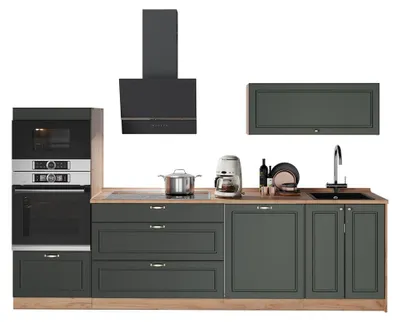 Obrázek produktu pro Kuchyňský kout Vicco Fame-Line Zelená zlatá země/Zlatý mocný dub 280 cm, PD Mramor, Model 64692
