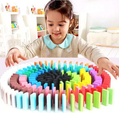 Produktbild von Holz Domino Blöcke Set 120-teilig, Lernspielzeug, Sicheres Holz, für Kinder ab 3 Jahren